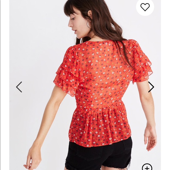NEW • Madewell • Ruffle Tiered Peplum Top Posies - Picture 3 of 6